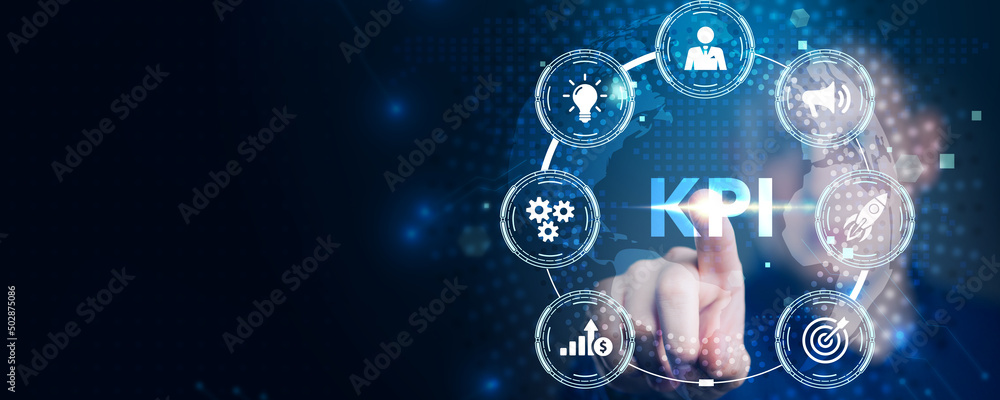 Poster kpi key performance indicator for business concept. business, technology, internet and network conce