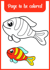 coloring book for kids cute fish 