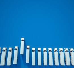 Trucks white blue aereal view