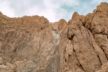 Mountains  of stone desert near the Tamarim stream on the Israeli side of the Dead Sea near Jerusalem in Israel