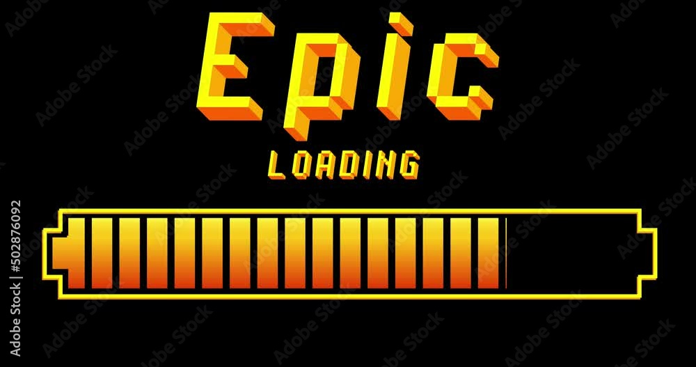 Poster epic text with loading, downloading, uploading bar indicator. download, upload on computer screen.