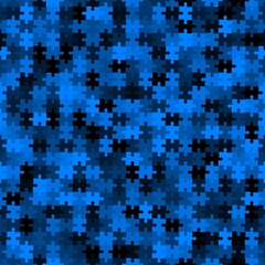 Azure blue puzzle background, banner, texture. Vector jigsaw section template