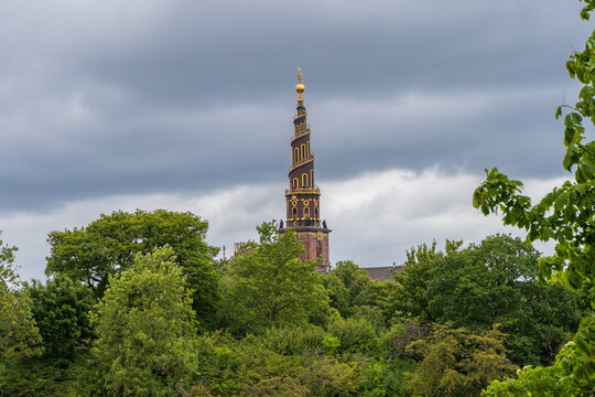 View of the magestic european architectures of the palace, Botanic gardens, goverment, and scultures of Copenhagen