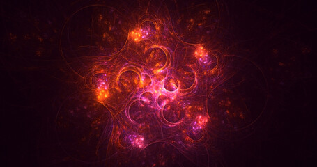 3D rendering abstract multicolor technology fractal light background