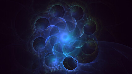 3D rendering abstract multicolor technology fractal light background