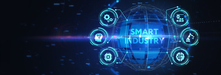 Smart industry 4.0 manufacturing technology concept. 3d illustration