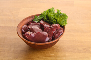 Raw chicken liver in the bowl