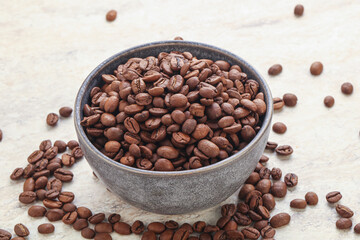 Roasted coffee bean in the bowl