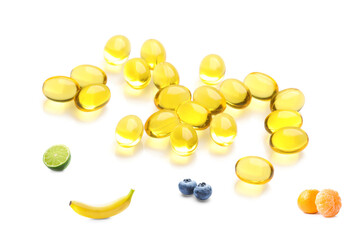 Gel pills on white background