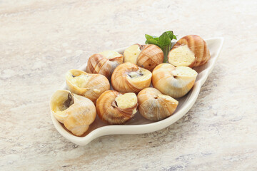 Delicous baked snail with butter - Escargot