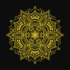 Golden vintage floral mandala