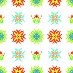 Fototapeta na wymiar Bright floral seamless background, pattern for paper and fabric. 