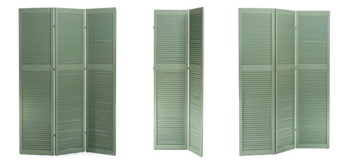 Set of modern folding screen isolated on white