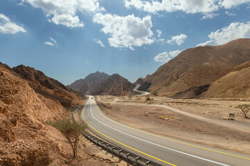 beautiful road at sunset in Negev desert