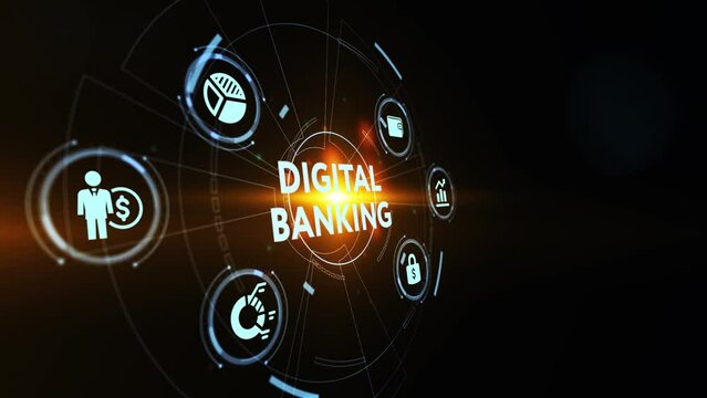 Business, technology, internet and networking concept. digital banking on the virtual display.