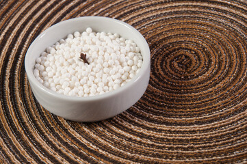 raw sagu inside a pot on the table