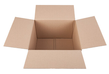 Corrugated cardboard box, object isolated on a white background.