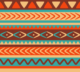Seamless ethnic vector pattern, American indian native stripes fabric background