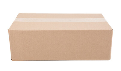 Corrugated cardboard box, object isolated on a white background. - 502880817