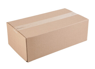Corrugated cardboard box, object isolated on a white background.