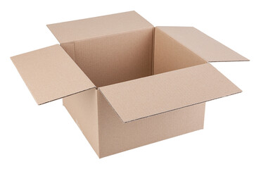 Corrugated cardboard box, object isolated on a white background.