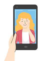 Hand Girl Selfie Mobile Phone Illustration