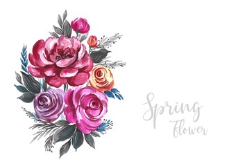 Modern decorative colorful flowers spraing background illustration