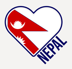 Nepal heart flag badge. Made with Love from Nepal logo. Flag of the country heart shape. Vector illustration.