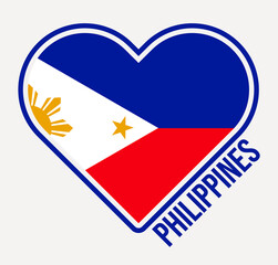 Philippines heart flag badge. Made with Love from Philippines logo. Flag of the country heart shape. Vector illustration.