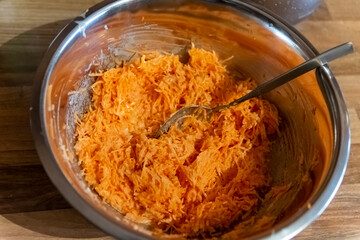 fresh carrot salad in a bowl