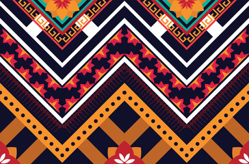 Abstract ethnic geometric flower pattern design pattern for background,fabric,wrapping,clothing,carpet,wallpaper,clothing,wrapping,batik,fabric