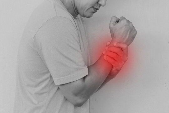 Wist arm pain injury  mark red color black and white color, broken bone human injury hand. Health and care concept
