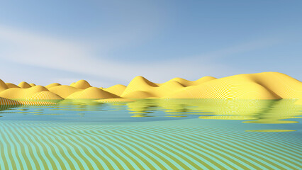 Desert with sky background. 3D illustration, 3D rendering	
