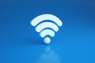 wifi symbol over blue background, 3d rendering - obrazy, fototapety, plakaty