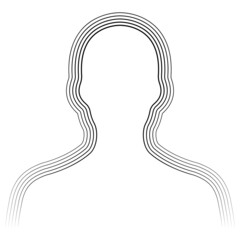 Human bust silhouette avatar, bust shape parallel lines, human chakra aura radiation of energy