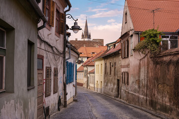 Fototapeta na wymiar European old town. Historical center of Sibiu, Romania
