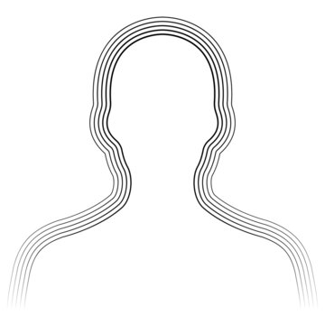 Human Bust Silhouette Avatar, Bust Shape Parallel Lines, Human Chakra Aura Radiation Of Energy