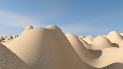 Desert with sky background. 3D illustration, 3D rendering	
