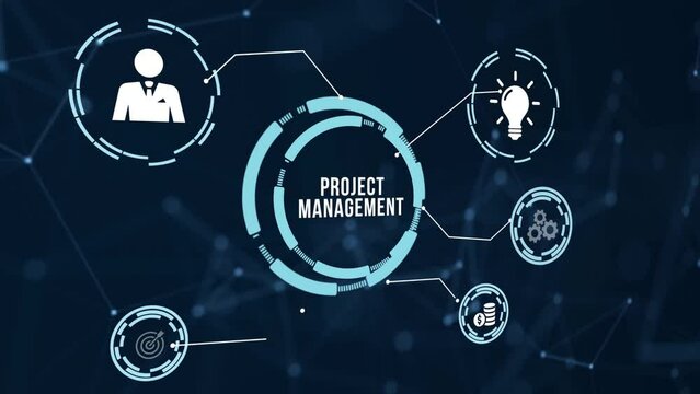 Internet, business, Technology and network concept. Project management concept. Virtual button.