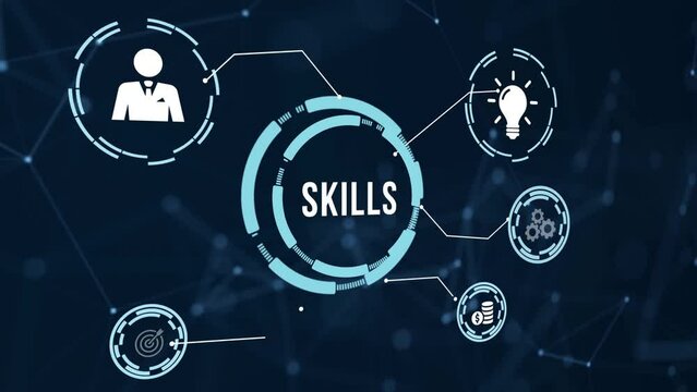 Internet, business, Technology and network concept.Coach motivation to skills improvement. Education concept. Training. Leadership skills. Human abilities. Virtual button.