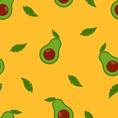 seamless pattern of avocado and leaves