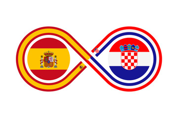 unity concept. spanish and croatian language translation icon. vector illustration isolated on white background - obrazy, fototapety, plakaty