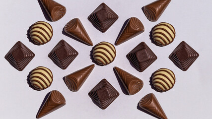 Chocolate bonbons seen from above