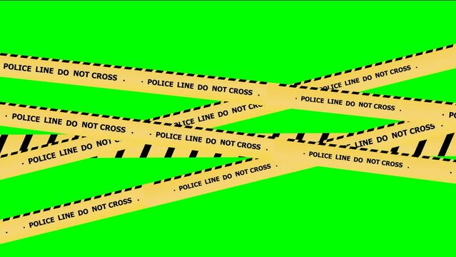 Police line do not cross Yellow Bar Motion graphic animation in 4k Background for green screen.