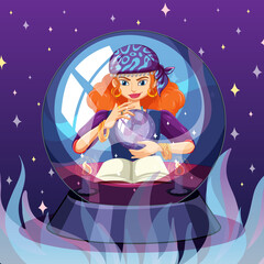 Fortune teller with crystal ball