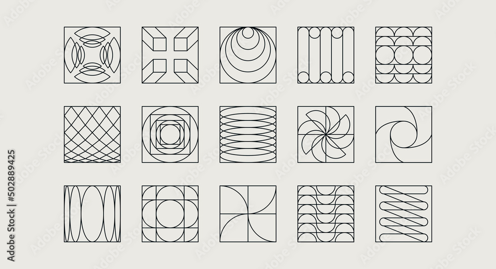 Poster vector set of minimalist brutalist design elements, futuristic shapes and geometric figures with cop