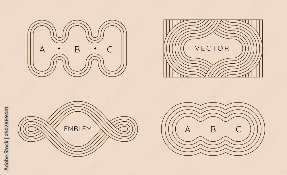 Poster Vector set of minimalist brutalist design elements, futuristic shapes and geometric figures with copy space for text - abstract background elements 