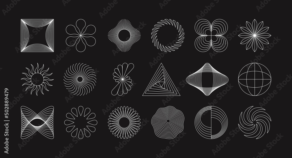 Aufkleber Vector set of minimalist brutalist design elements, futuristic shapes and geometric figures with copy space for text - abstract background elements