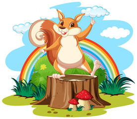 Obraz na płótnie Canvas Garden scene with cute squirrel