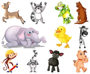 Fotobehang Set van dierlijke stripfiguren © GraphicsRF